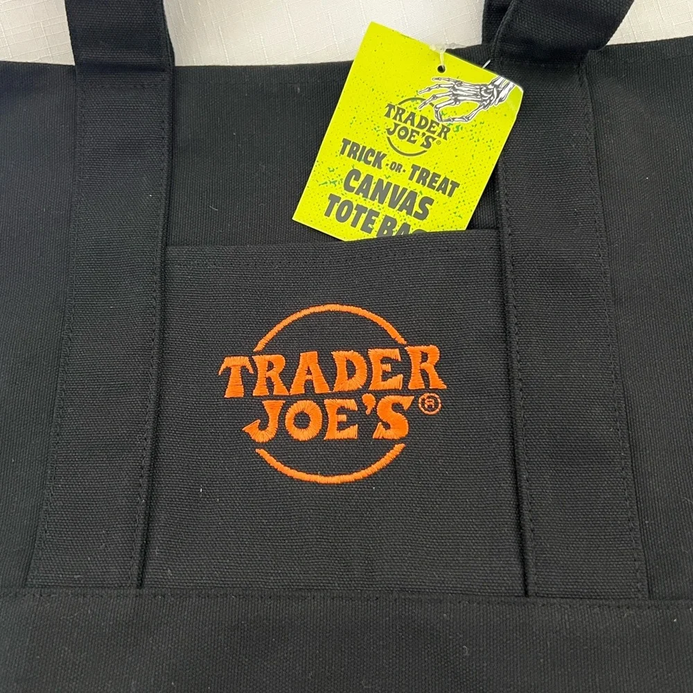 Trader Joe’s / Hot Off The Press / Black Canvas Tote Bag - Picture 2 of 6